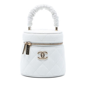 Pre-Loved Chanel Mini Quilted Lambskin Ruched Handle Vanity Case